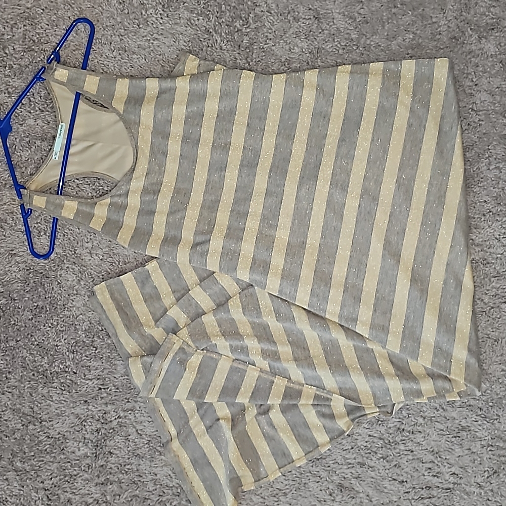 Gold striped tank maxi dress
